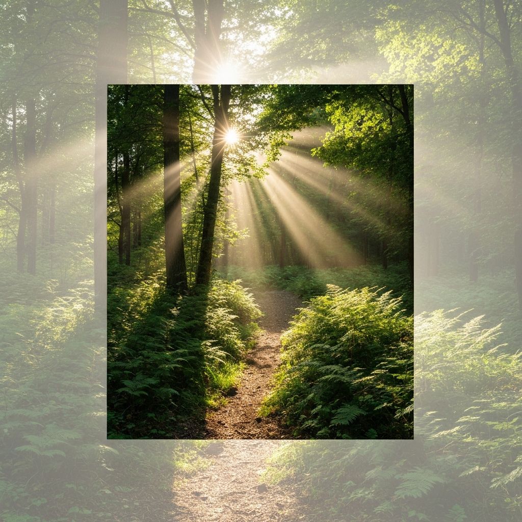 Természeti táj, napfény az erdőben